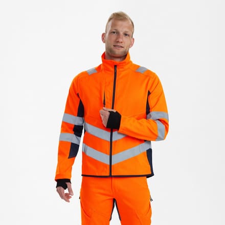 Engel Safety werkjack met 2-weg stretch 1544-314 - Hi-vis Orange / Blue Ink - S