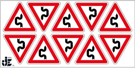Dubbele S bocht links sticker | 5 cm - 10 stuks per vel