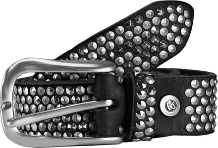 b.belt Leren riem Zoe Silver Stud Belt W100 Black zwart