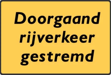 Doorgaand rijverkeer gestremd - sticker - A4