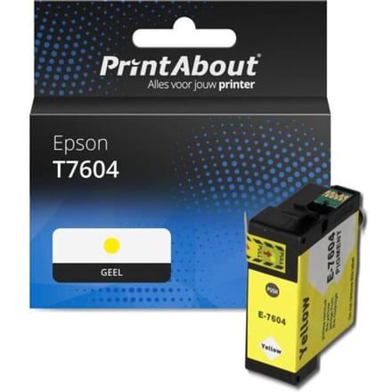 PrintAbout Inktcartridge T7604 Geel geschikt voor Epson