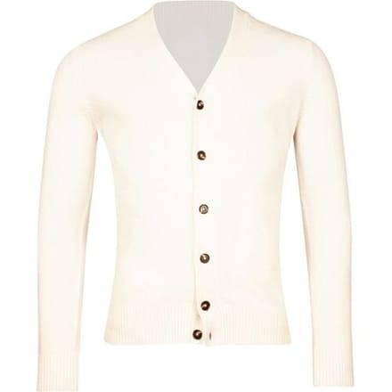 Thomas Maine Vest Uni Superfine Lambswool Button Cardigan Single Knit Vintage Ecru / male
