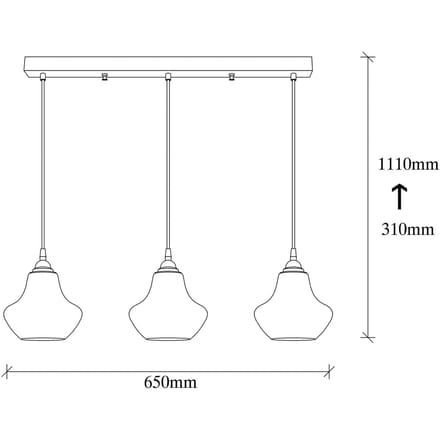 Opviq Hanglamp goud 052, goud-transparant, glas 3-lamps lang