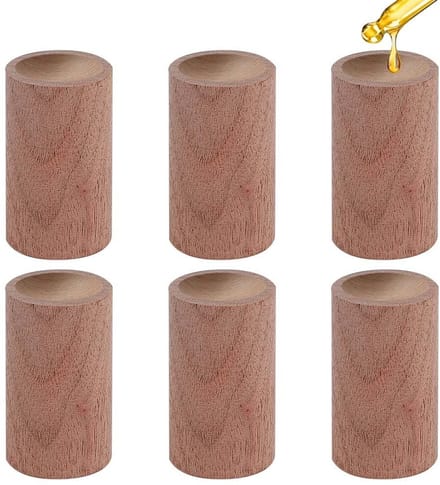 Dailygoods- Geurverspreider 6 Stuks - Houten Diffuser - Aromatherapie - Cilinder Vorm - Koffie Kleur - 5 cm Hoog