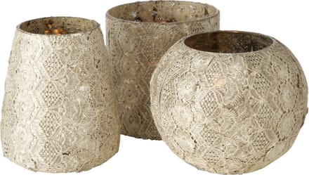 Windlicht - 3 set - Glas - Goud - Handmade - Ø11cm - 12cm