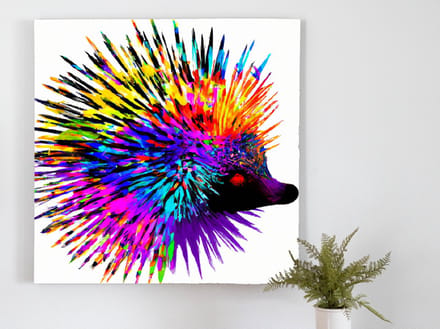 Vibrant echidna splatter | Vibrant Echidna Splatter | Kunst - 30x30 centimeter op Canvas | Foto op Canvas