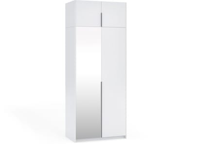 Kledingkast Apollonia I met Spiegel 100 x 250 cm (wit, zwarte handgrepen)