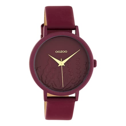 OOZOO Timepieces - Biking rode horloge met biking rode leren band - C10609