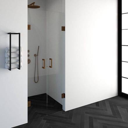 Brauer Void - Pendeldeuren - Helder Glas - 80 x 200 cm - incl. Glascoating - PVD Koper Geborsteld