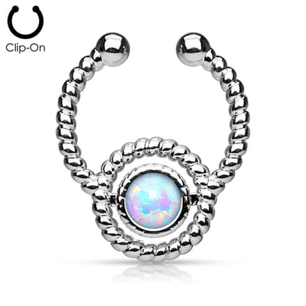 Fake piercing roped opal - LMPiercings