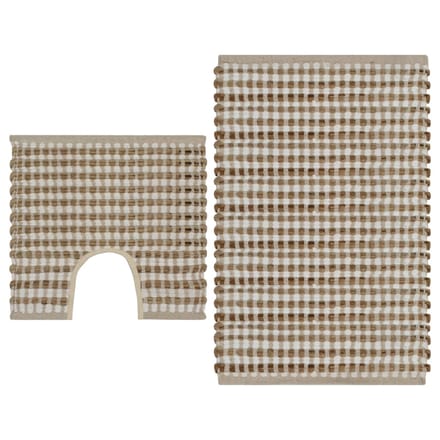 Ensemble de Tapis de Bain Tissé à la Main en Fibre de Jute Naturel et Blanc