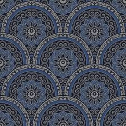 Retro behang blauw sk10026