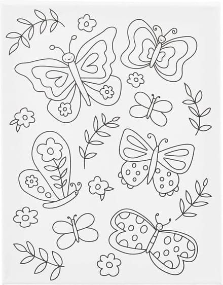 Creativ Company Schilderdoek om in te kleuren Vlinders D. 1 6 cm afmeting 24x30 cm 360 g 1 stuk