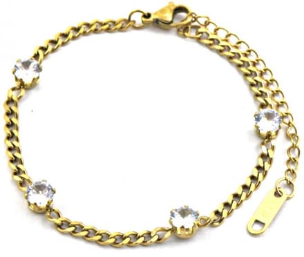 Armband Dames - Geslepen Kraaltjes - RVS - Lengte 17-21 cm - Goudkleurig