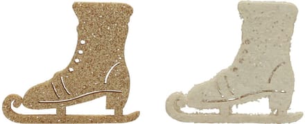 Strooidecoratie winterdecoratie houten schaats glitter 4x3,5cm 72 st,