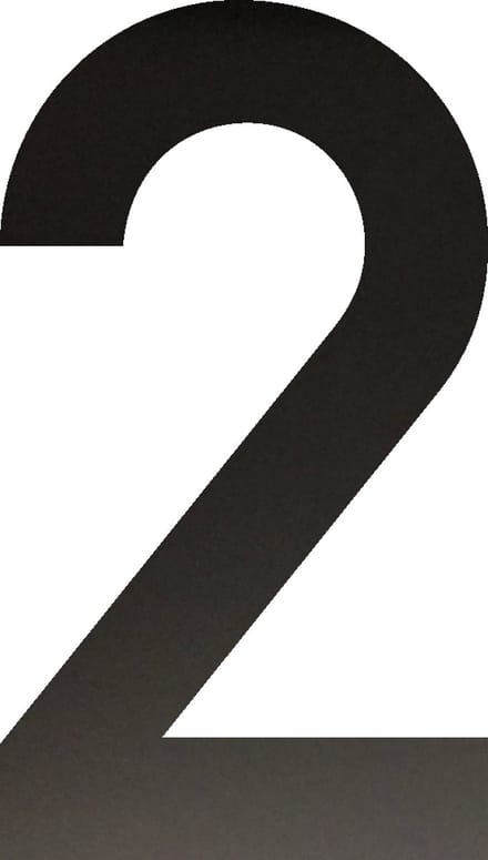 Huisnummer 20 cm - Nummer 2 - Mat Zwart RVS