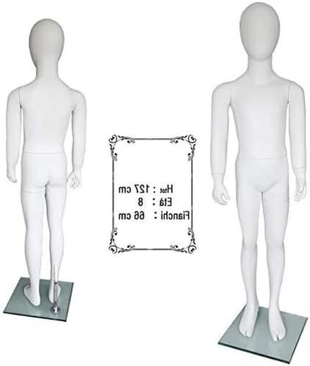 Kinder Etalagepop - Kledingpop Kind - Kleding Presenteren - Mat Wit Glasvezel - 127 cm Hoog - Wit
