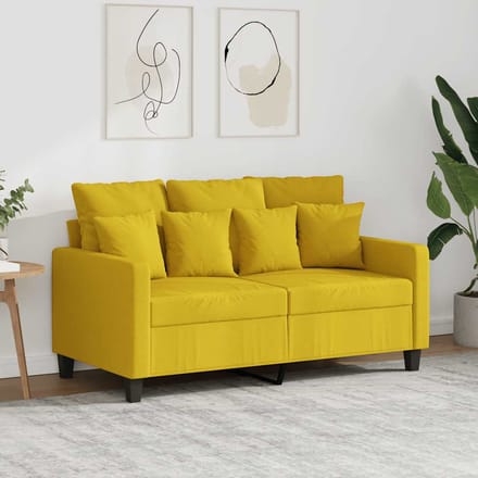Vidaxl Bank 2-Persoons, Lichtgeel, 120 Cm, Bekleed met Stof