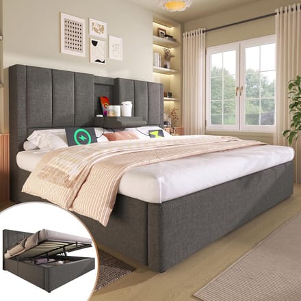 Tweepersoonsbed 160x200 cm met Opbergruimte en USB Laadstation