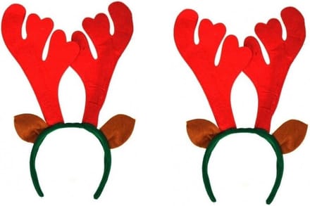 2x Rendier diadeem met oren - Diademen/Haarbanden - Kerst verkleed accessoires