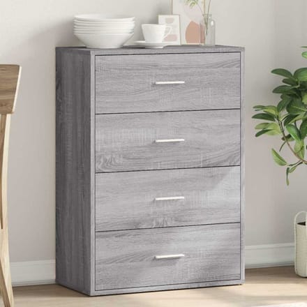 vidaXL - Dressoir - 60x31x84 - cm - bewerkt - hout - grijs - sonoma - eikenkleurig