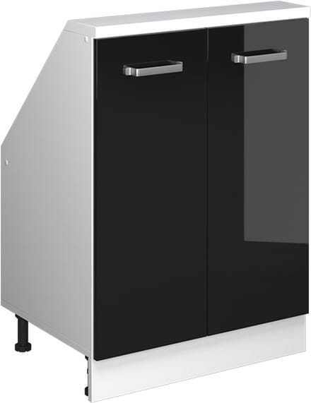 Vicco Rion Kast voor schuine wand – met 2 deuren Zwart hoogglans/wit