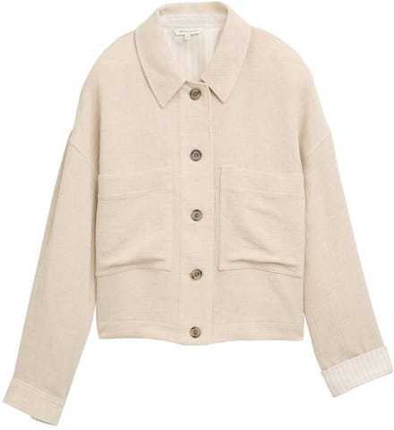 Tom Tailor - Oversized jas met linnen - Maat 38 - champagne