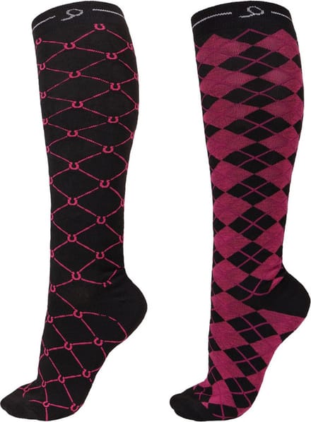 Paardrijsokken QHP Classic Hot Pink - 39-42