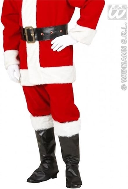 Opzetlaarzen kerstman zwart met pluche
