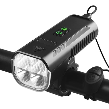 Fietskoplamp met claxon USB oplaadbare fietskoplamp Waterdicht fietslicht voor 's nachts zwart