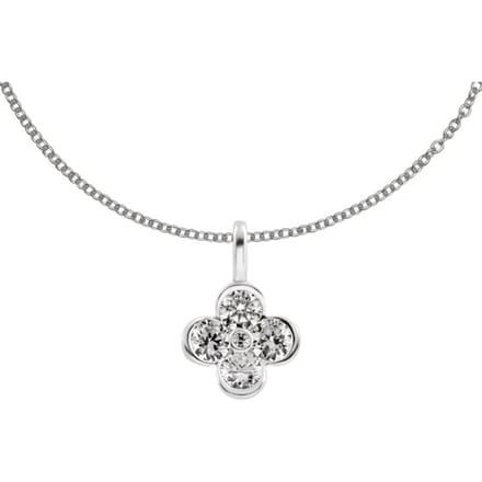 Diamonfire - Zilveren collier met hanger 45 cm - Bloem - 4 blaadjes