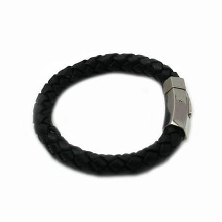 Heaven Eleven leer braided zwart - 8mm - 18 cm