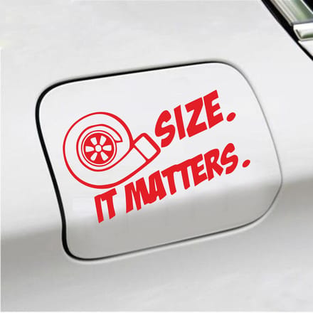 Bumpersticker - Size It Matters - 10 X 17 - Rood