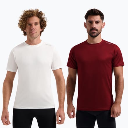 Rogelli Promo Heren 2 pack Sportshirt - Korte mouw - Wit/Bordeaux