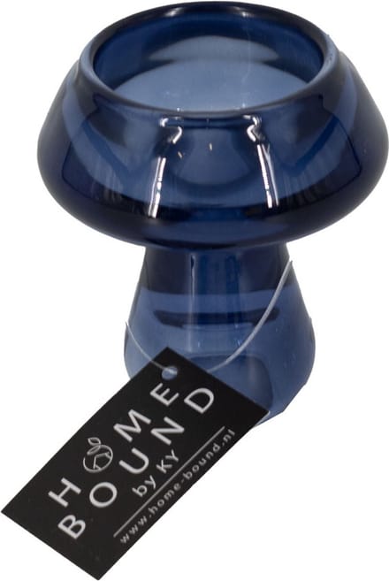 Glazen waxine- en kaarsenstandaard blauw