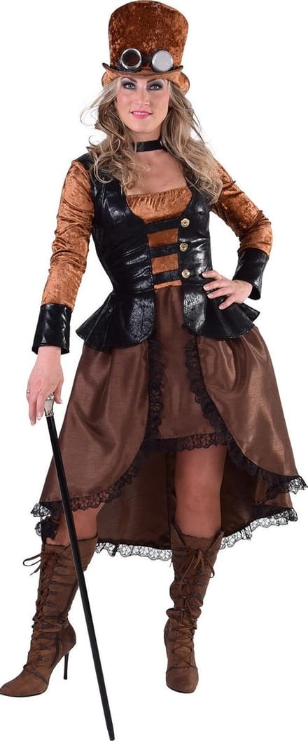 Magic Design Jurk Steampunk Charlie Dames Polyester Bruin Maat M