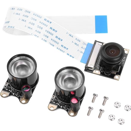Module Caméra Pour Raspberry Pi 3 2 B Objectif Fisheye Grand Angle Avec Lumière d'Appoint