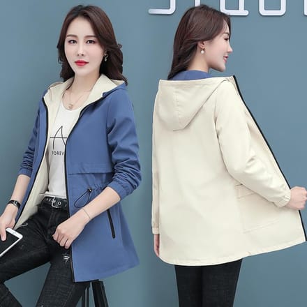 Veste coupe-vent pour femme Veste coupe-vent à capuche pour femme printemps et automne M bleu