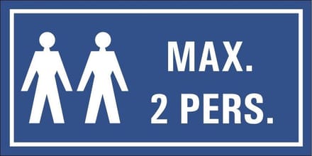 Maximaal 2 personen tekststicker 200 x 100 mm