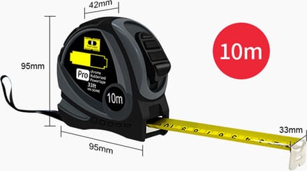 DW4Trading Robuuste Rolmaat 10 Meter - mm/inch - 33 mm Breed