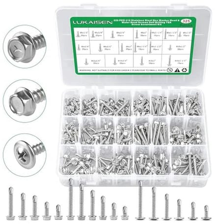 Zelftappende Schroeven Set - 325 Stuks Roestvrijstaal met Torx Kop - Diverse Maten inclusief Opbergdoos