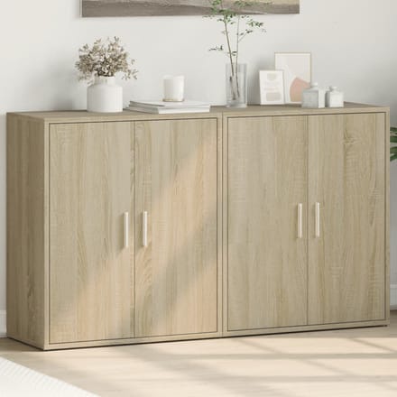 vidaXL - Dressoirs - 2 - st - 60x31x70 - cm - bewerkt - hout - sonoma - eikenkleurig