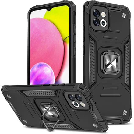Wozinsky Ring Armor Serie - Schokbestendig Hoesje - Samsung Galaxy A03 - Magnetische Handgreep - Zwart