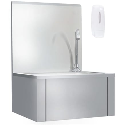 vidaXL - Wasbak - met - kraan - en - zeepdispenser - roestvrij - staal