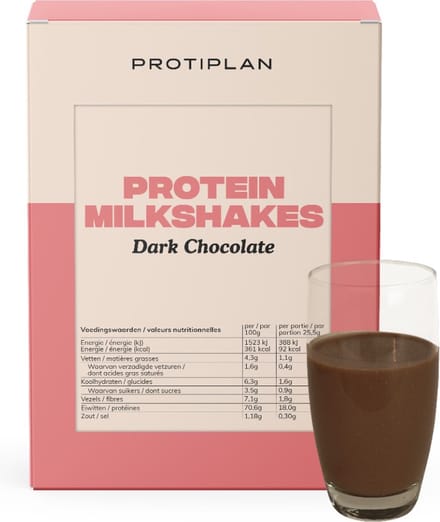 Protiplan - Milkshake Chocolade Puur - 7 x 25,5 g - Eiwitdieet - Proteïneshake