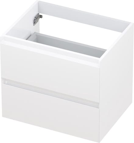 INK® wastafelonderkast 2 laden greeploos gelakt 60x45x52cm, hoogglans wit