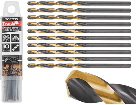 Tvardy Metaalboor - HSS 3,5 mm - Zwart & Goud - TiN Coating - Lange Levensduur - 10 stuks
