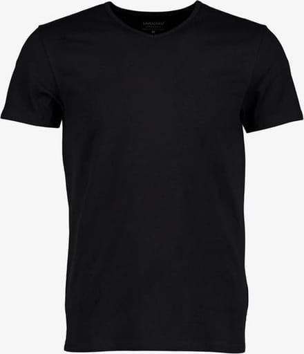 Unsigned heren T-shirt zwart met V-hals - Maat L