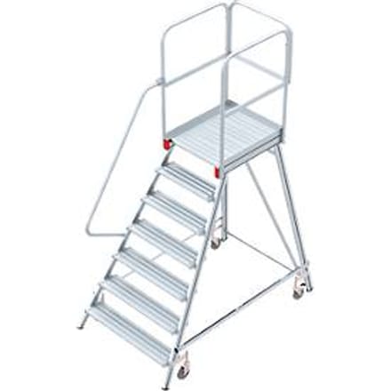Aluminium platform met wielen, eenzijdig, 7 treden