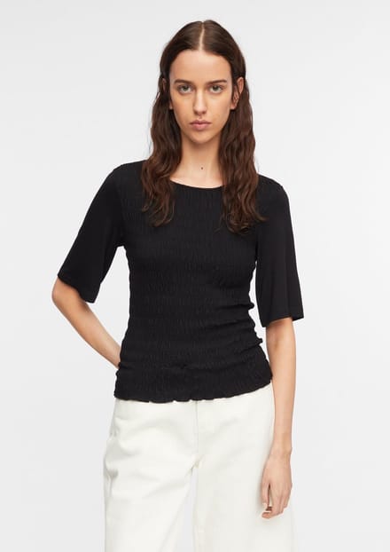 Viscose jersey T-shirt met smockdetails dames COMMA